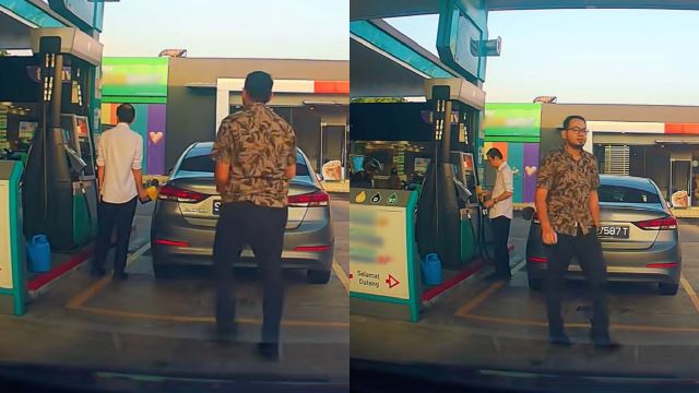 M’sian Man in Batik Shirt Praised After Politely Stopping S’porean Car From Using RON95