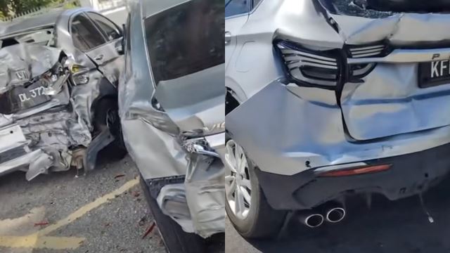 “What Happened Here?” Parked Cars Near Ipoh KTMB Station Found Crushed at Both Ends