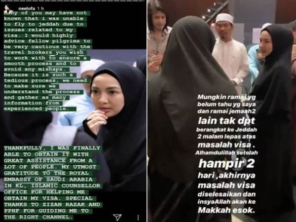 neelofa hampir tidak mengerjakan haji selepas visanya bermasalah