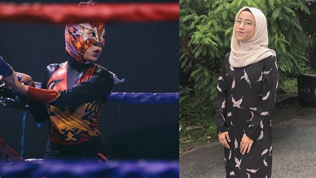 gadis berhijab jadi juara pertandingan gusti dan mendapat perhatian ramai