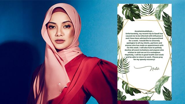 neelofa dijangkiti influenza a sejurus pulang daripada mengerjakan haji