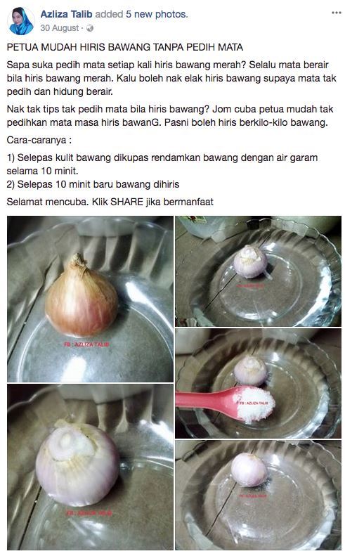 tips elak pedih mata bila potong bawang