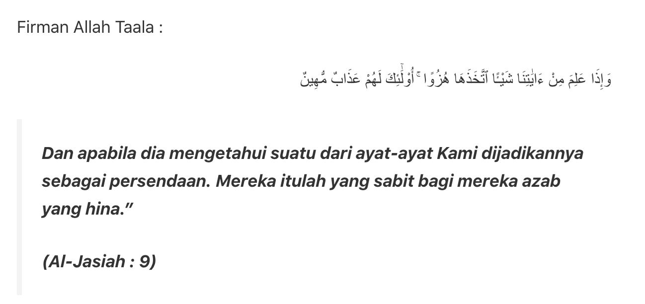 hukum mempersendakan ayat al-quran di media sosial