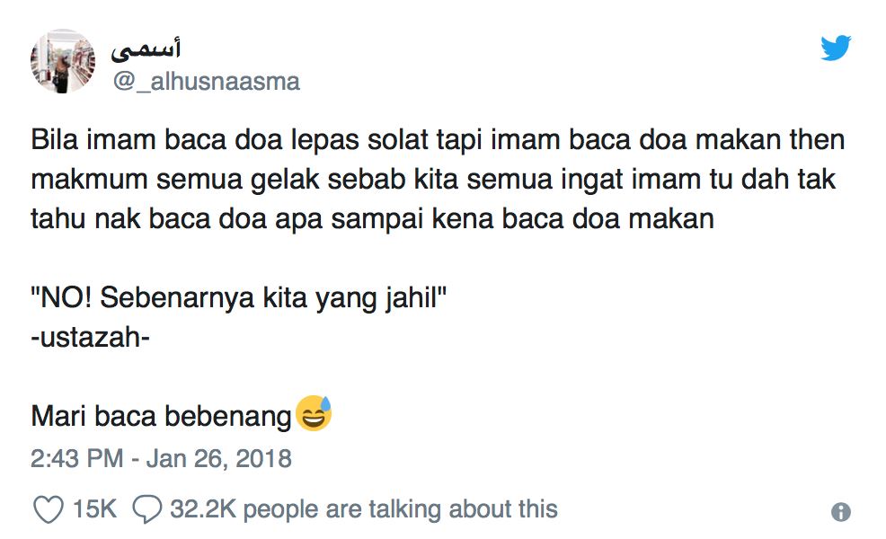 jangan gelak bila imam baca doa makan selepas solat