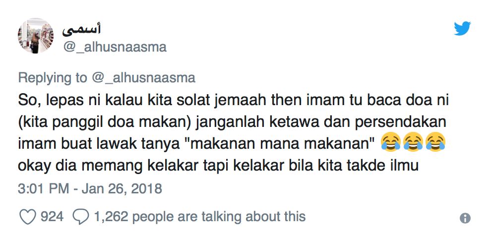 jangan gelak bila imam baca doa makan selepas solat