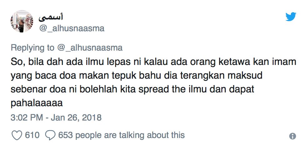 jangan gelak bila imam baca doa makan selepas solat
